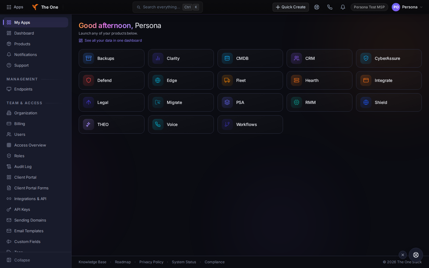 My Apps in the Hub, showing a tile for every app the organization has